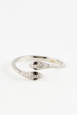 Anillo Serpenta - Oro blanco, diamantes y diamantes negros