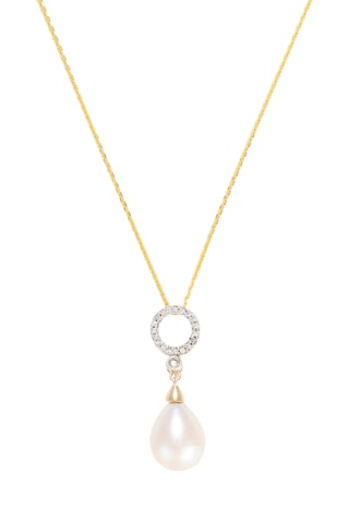 Colgante Jolie Perle - Oro amarillo, diamantes, perla cultivada