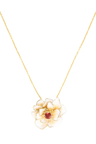 Colgante Fleur flamboyante - Oro amarillo y granate