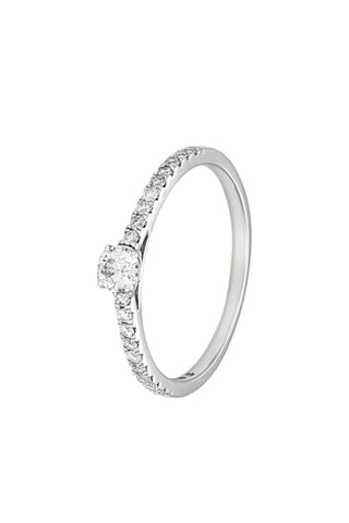 Anillo duo Noble solitaire - Oro blanco y diamantes