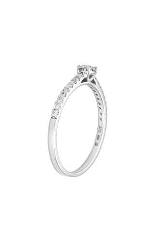 Anillo duo Noble solitaire - Oro blanco y diamantes