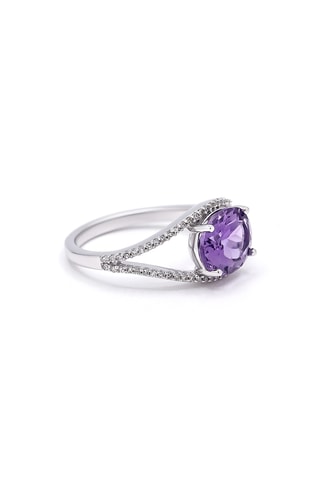 Anillo Lovely Eye - Oro blanco, diamantes y amatista