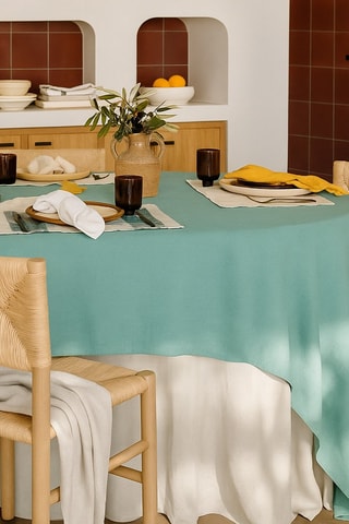 Mantel rectangular de lino Zilia - Verde agua