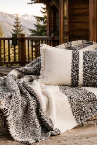 Funda de cojín de lana Megeve - Negro y blanco - 50 x 80 cm