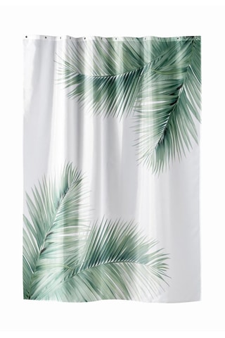 Rideau de douche Havane - Ecru et vert - 180 x 200 cm