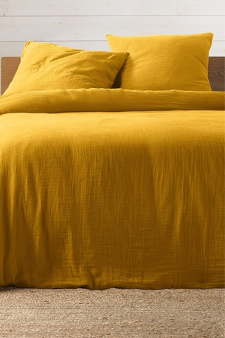 Parure de couette en coton - 57 fils/cm² Angelia - Jaune