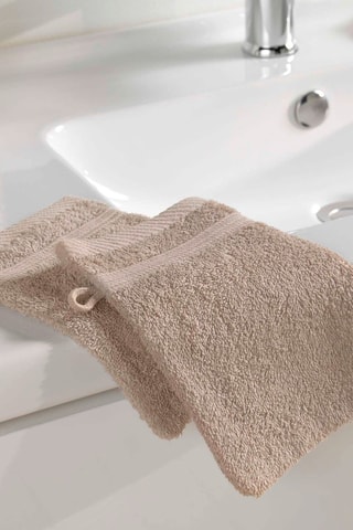 2 gants de toilette coton Tendresse - Taupe