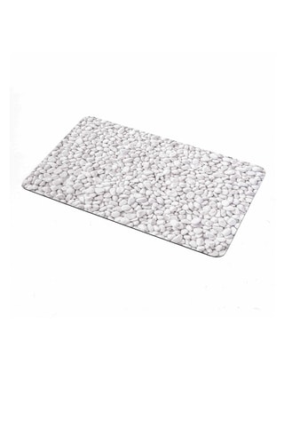 Tapis de bain Leandra - Gris et blanc - 50 x 80 cm