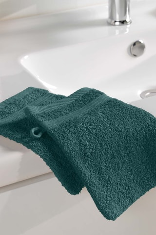 2 gants de toilette coton Tendresse - Vert foncé