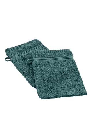 2 gants de toilette coton Tendresse - Vert foncé