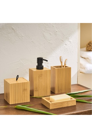 Pot à cotons en bambou Hanoi - 9 x 9 x 9 cm - Naturel