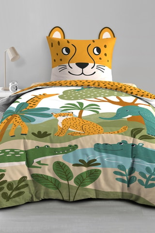 Parure de couette réversible en coton 42 fils/cm² Zanimo - Jaune