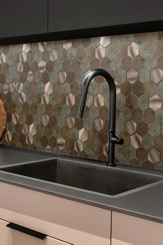 4 crédences adhésives Hexa - Gris et marron