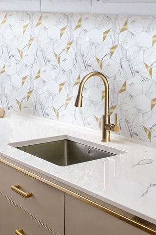 4 crédences adhésives Hexa - Blanc et doré