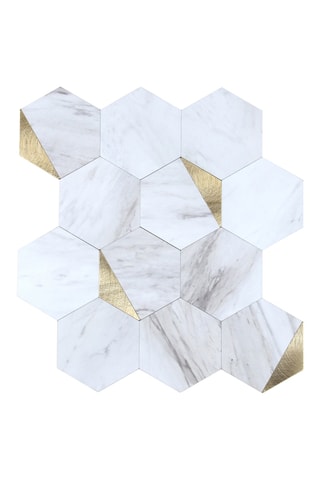 4 crédences adhésives Hexa - Blanc et doré