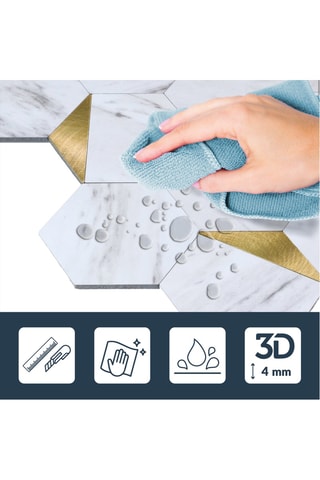 4 crédences adhésives Hexa - Blanc et doré