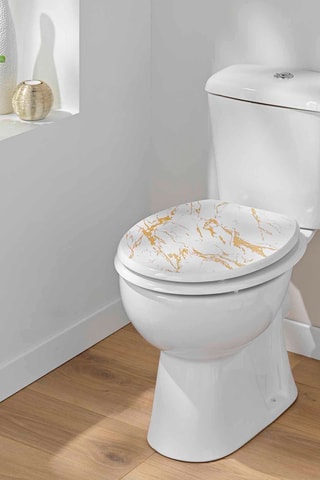 Abattant WC Aquamarbre - Blanc et doré