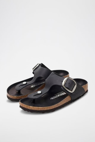 Infradito in pelle Gizeh Big Buckle - Nero