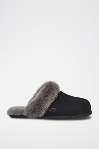 Pantofole in pelle scamosciata - Nero e grigio