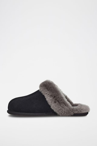 Pantofole in pelle scamosciata - Nero e grigio