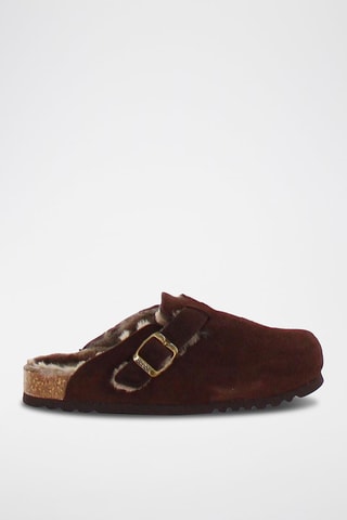 Pantofole imbottite in pelle scamosciata Fae - Marrone