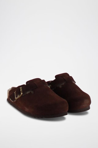 Pantofole imbottite in pelle scamosciata Fae - Marrone