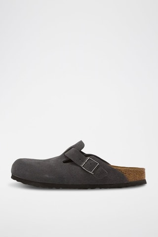 Sabot in pelle scamosciata Boston - Grigio scuro