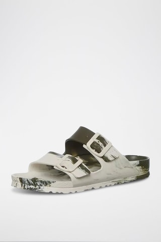 Ciabatte in pelle scamosciata Arizona - Bianco e kaki