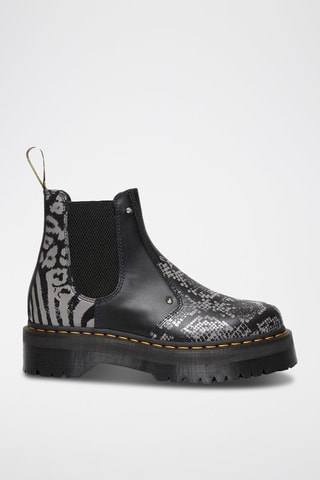 Stivaletti Beatles in pelle 2976 Quad Platforme - Nero e grigio