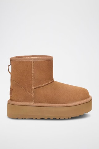Stivaletti imbottiti platform in pelle scamosciata K-Classic Mini - Cammello 