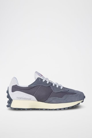 Sneakers in pelle 327 - Grigio melange e bianco