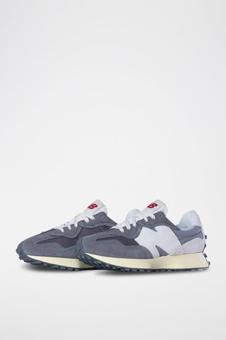 Sneakers in pelle 327 - Grigio melange e bianco