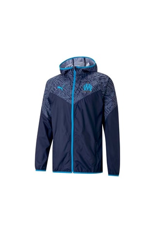 Giacca a vento con cappuccio OM - Navy e celeste