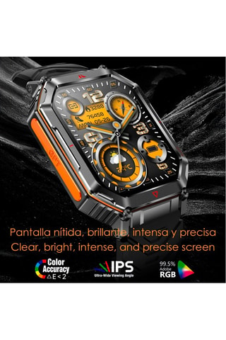 Montre connectée KR92 - Gris clair et orange