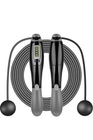 Corda digital de saltar de fitness para adulto - Cinzento e preto