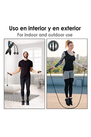 Corda digital de saltar de fitness para adulto - Cinzento e preto