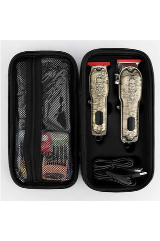 Máquina de cortar cabelo e barba com profilador e acessórios