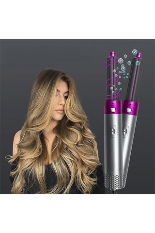 Kit sèche-cheveux 5-en-1 - Lissage, séchage & bouclage - 6 produits