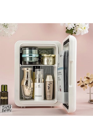 Réfrigérateur de beauté - Miroir LED - Blanc - 8 L