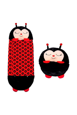 Sac de couchage transformable en oreiller coccinelle - Noir et rouge - 128 x 45 cm