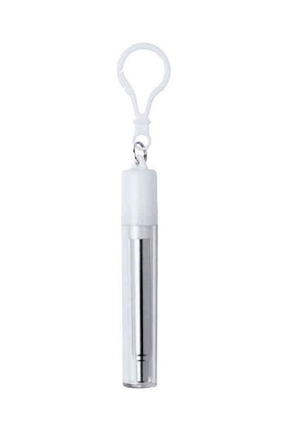 Palhinha reutilizável dobrável em aço inoxidável e silicone - Branco