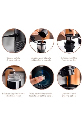 Cafetière en acier inoxydable - 17 cl - 2 W - Noir