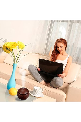 Humidificateur avec lumières LED - 130 ml - Marron foncé