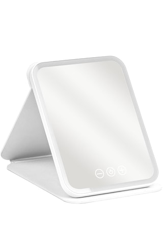 Miroir pliable compact avec lumière LED - Blanc