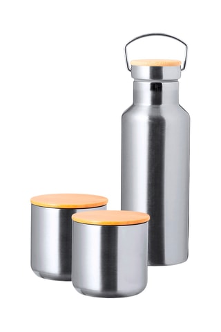 Gourde et gobelets en acier inoxydable - 3 pièces