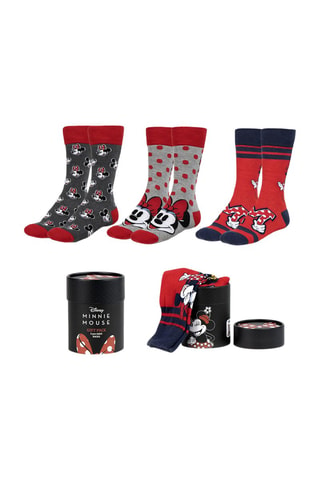 3 paia di calze Minni Disney - Rosso e grigio