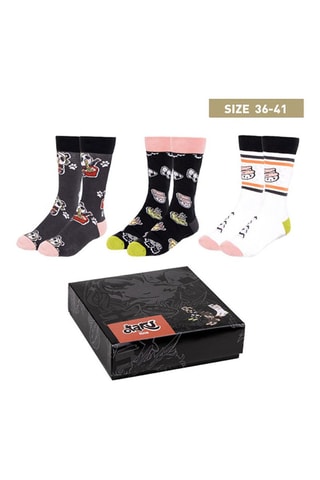 3 paia di calze Otaku - Bianco, nero e grigio