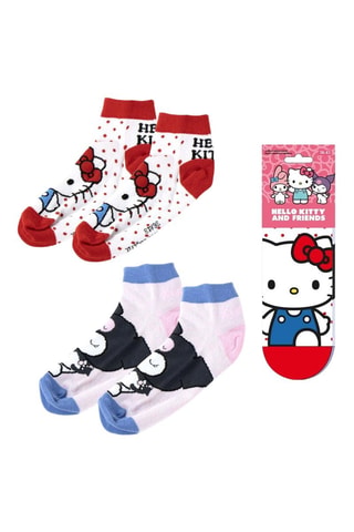 2 paia di calze Hello Kitty e Kuromi Hello Kitty Sanrio - Bianco, nero e rosso