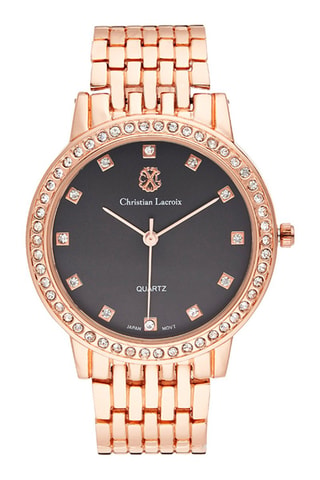 Reloj de cuarzo de acero - Rosa dorado y negro