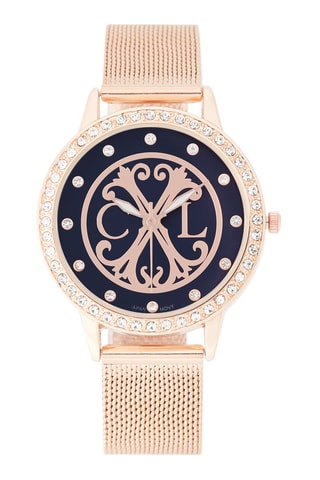 Reloj de cuarzo de metal aleado - Rosa dorado y azul